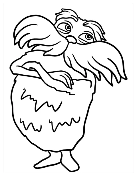 A Lorax összefont karral áll.