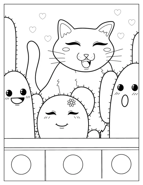 Kawaii Cactus Plants With Cat