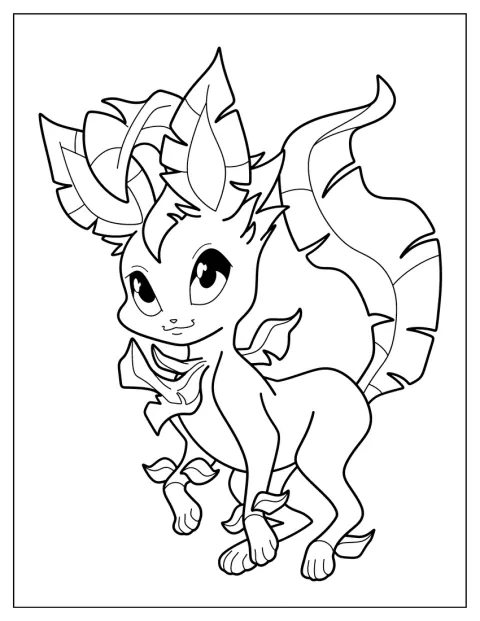 Leafeon vidáman üget egyet előre.