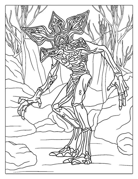 Un Demogorgon înfricoșător din Stranger Things își deschide petalele gurii.