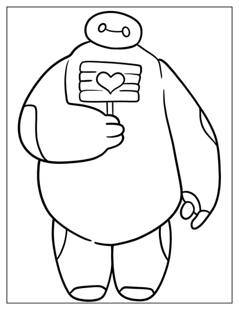 Baymax faz o sinal da paz numa pose simples.
