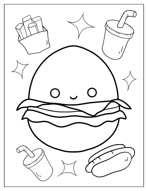 チーズバーガーのCarlが、画面の中に描かれています。