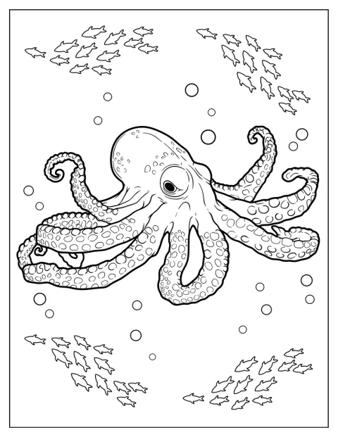 O caracatiță cu înfățișare înfricoșătoare înoată prin ocean.