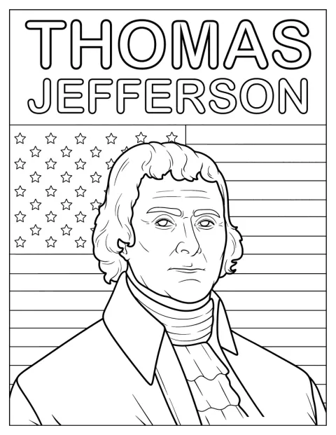 Thomas Jefferson er avbildet som USAs president.