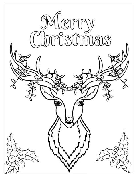細かな模様で飾られたトナカイが描かれています。