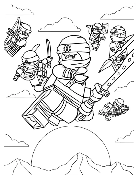 Ninja Ninjago szykuje się do walki w dynamicznej pozie.