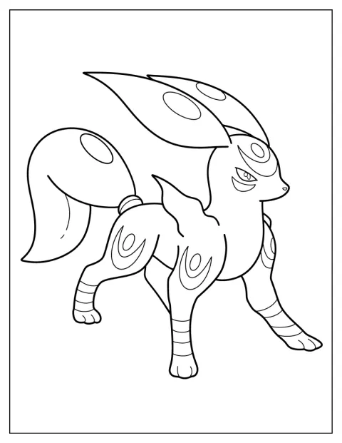 Mega Umbreon egyszerű körvonala jól kivehető.