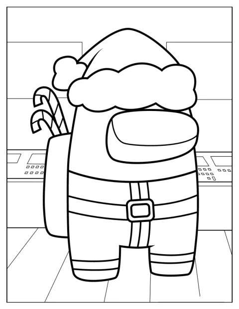 Der Weihnachtsmann ist als Among-Us-Figur dargestellt.