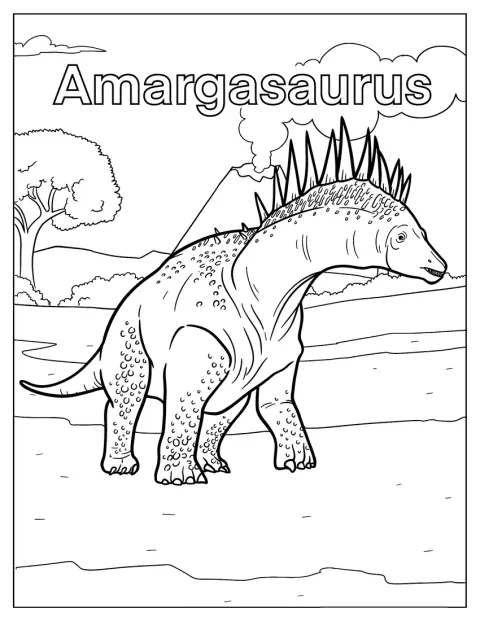 Gentle Amargasaurus Coloring Sheet For Kids