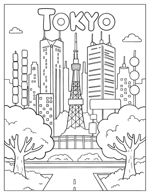 東京タワーと現代的なビルが並ぶ、東京の街並みです。