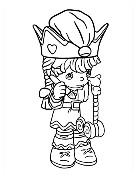 Kawaii Themed Elf Making Toys To Color