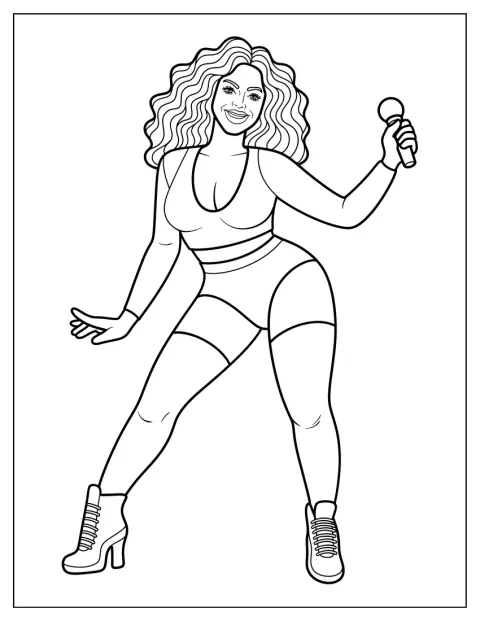 Med store krøller står Beyoncé klar til å danse.