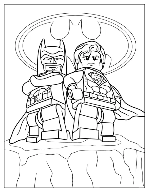 Lego Batman und Superman sind zusammen dargestellt.