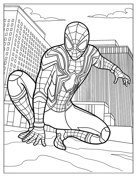 Com uma pose marcante, Iron Spider prepara-se para entrar em ação.