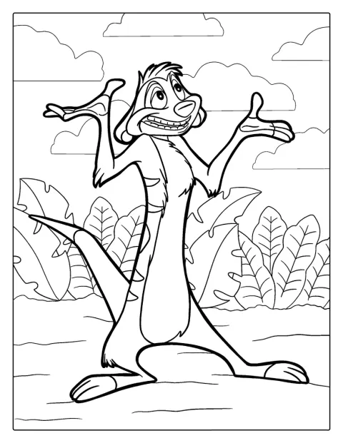 Timon Meerkat Coloring Page For Kids