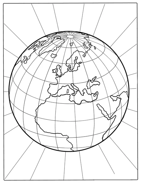 Il pianeta Terra è disegnato con le linee di latitudine e longitudine.