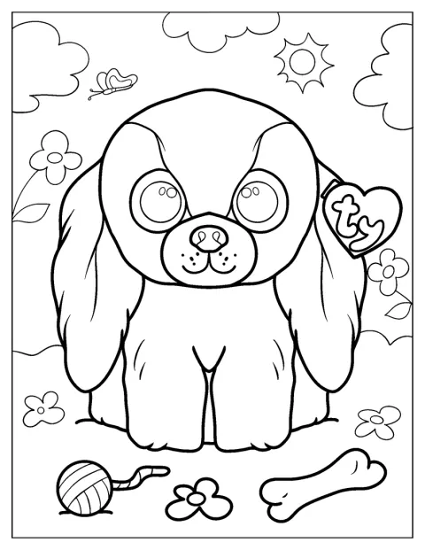 Beanie Boo-hunden Sissy sitter och tittar fram.