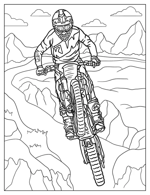 Un pilote lève la roue avant de sa moto tout-terrain.