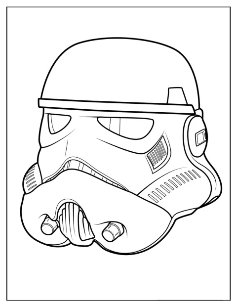 Der markante Helm eines Stormtroopers ist von vorn zu sehen.