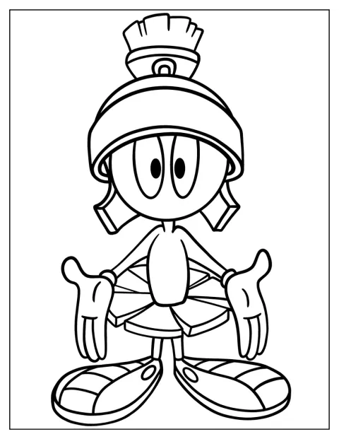 Cartoons Coloring Page Of Easy Marvin The Martian For Kids