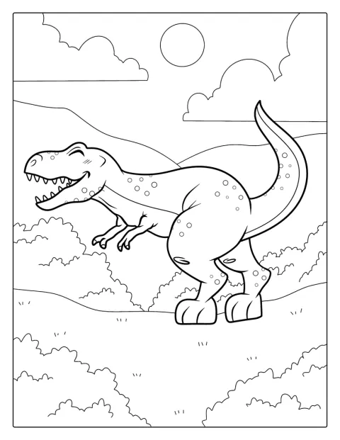 Un Tyrannosaurus Rex sorride mostrando i denti.