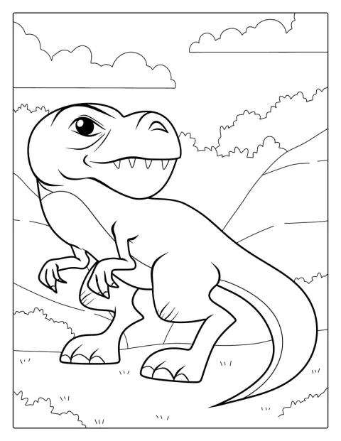 Um Tyrannosaurus Rex aparece numa pose simples.