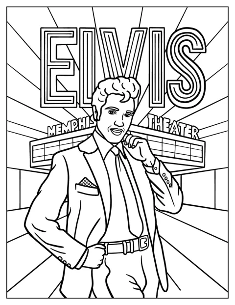 Elvis poserer foran et teater i Memphis.