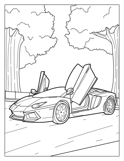 En Lamborghini Huracán står med saksedørene åbne.