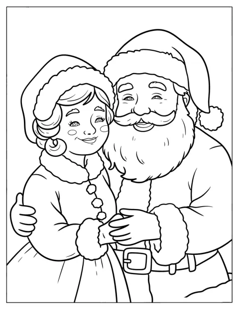 De Kerstman geeft de Kerstvrouw een warme omhelzing.