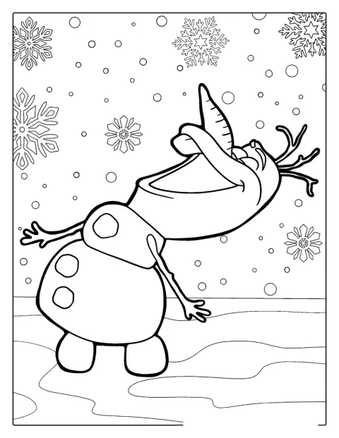 Olaf singt fröhlich ein Lied.