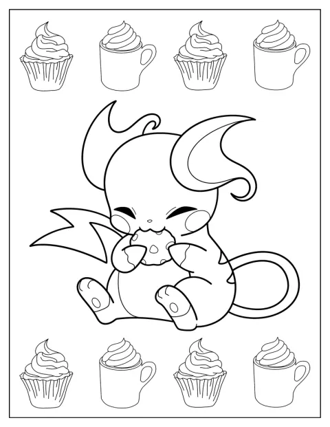 Kawaii Raichu zajada ciastko.
