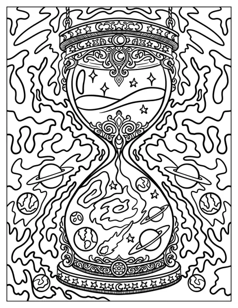 Planeter svever inne i et psykedelisk timeglass.