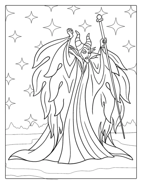 Maleficent ist in ihrer finsteren Gestalt dargestellt.