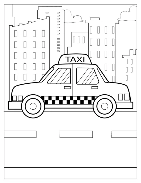 ニューヨークの街を走るタクシーが描かれています。