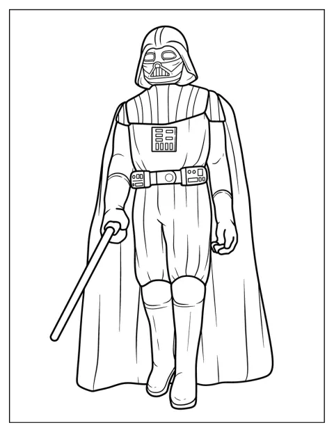 Darth Vader poseeraa yksinkertaisessa kuvassa.