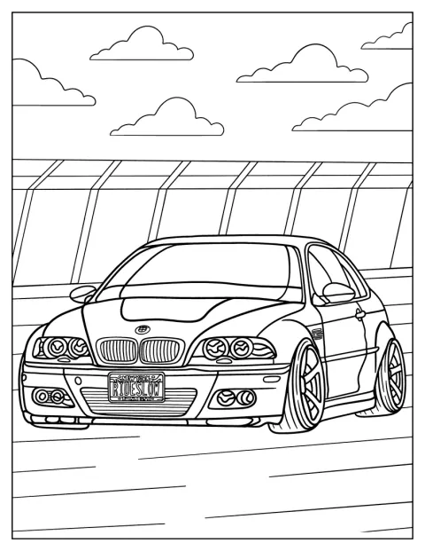 Egy BMW E46 M3 halad az úton.