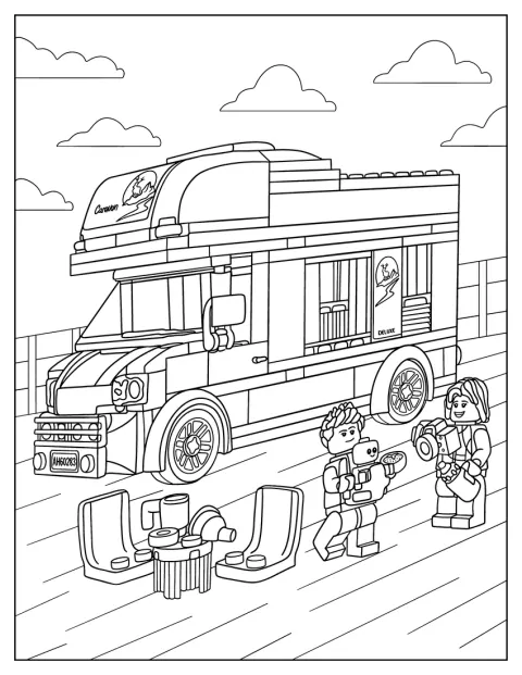 Ein Camper steht für einen Urlaubsausflug in LEGO City bereit.