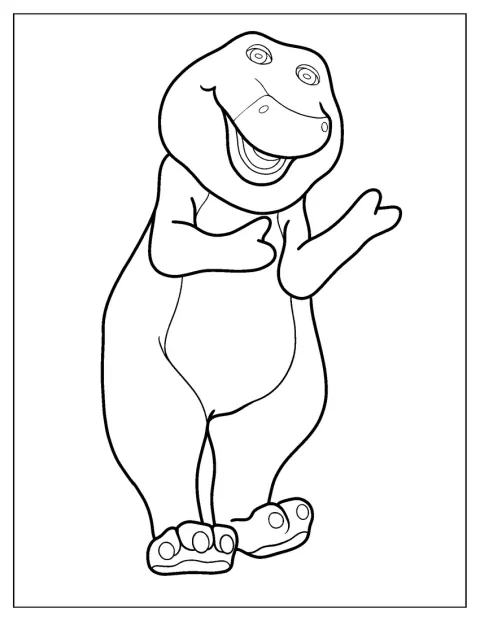 Barney står oprejst og smiler.