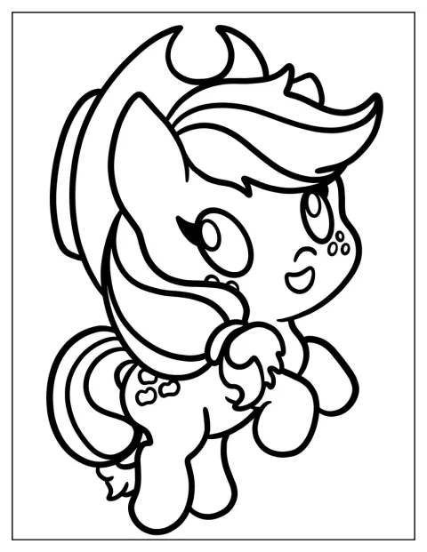 A kawaii stílusú Applejack a hátsó lábaira ágaskodik.