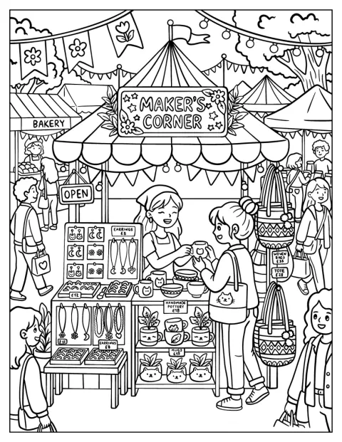 Handgemaakte sieraden en tassen liggen uitgestald bij een ambachtelijke marktkraam.