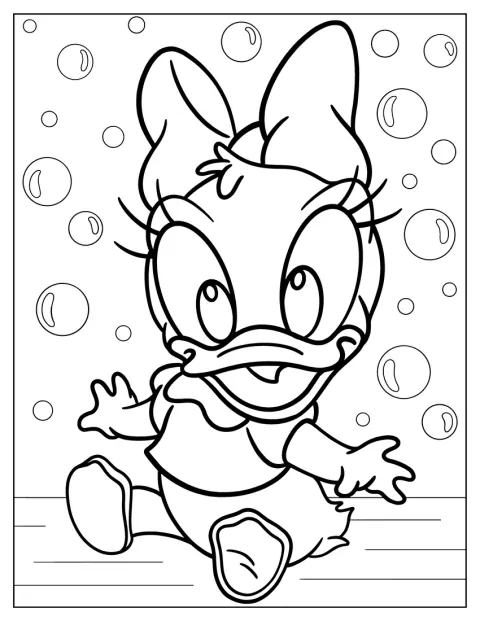 La pequeña Daisy Duck aparece en un dibujo de aspecto adorable.