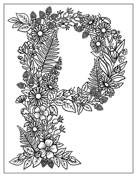 Blommor bildar ett vackert mönster på bokstaven P.
