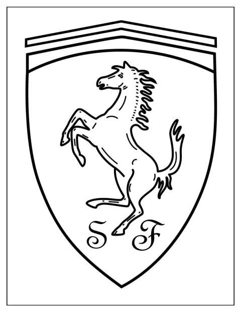 Ferraris stegrande häst syns i märkets logotyp.