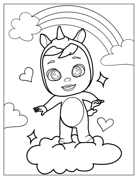 Coney pose dans une combinaison ornée d’une corne de licorne.