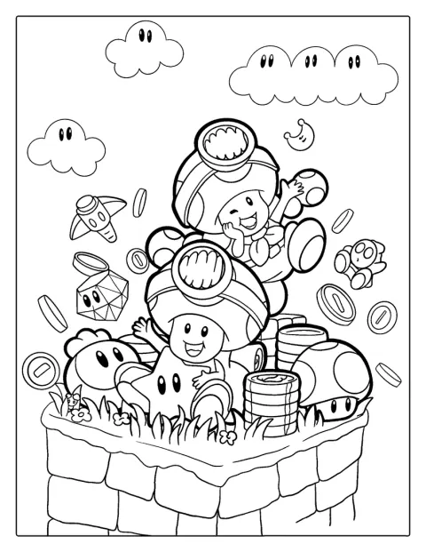 Captain Toad staat in zijn avonturiersuitrusting.