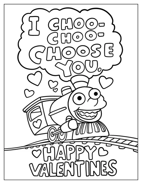 Una locomotora lleva el mensaje «Te elijo» en un diseño de San Valentín.