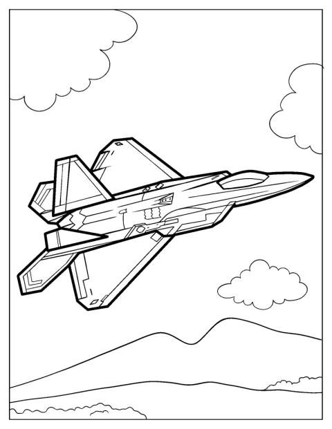 En Lockheed Martin F-22 Raptor flyver højt på himlen.