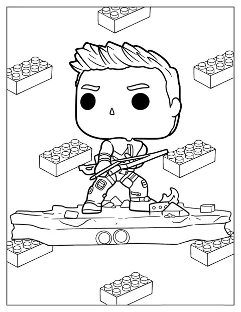 En lille Funko Pop-figur af Hawkeye står klar med bue og pil.
