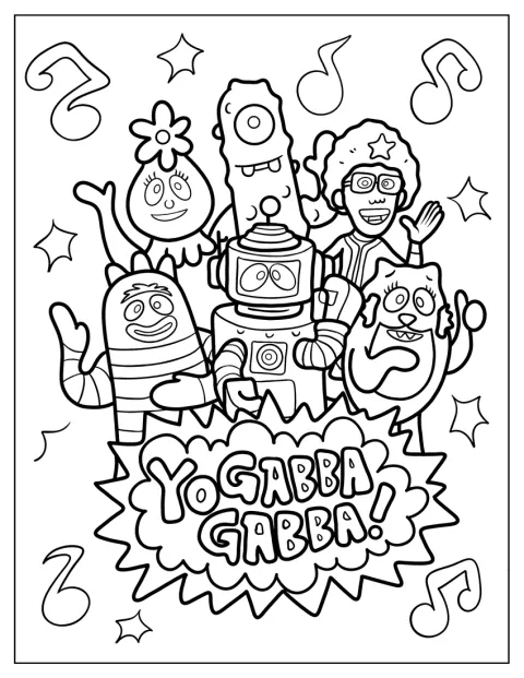 Yo Gabba Gabban hahmot poseeraavat yhdessä julisteessa.