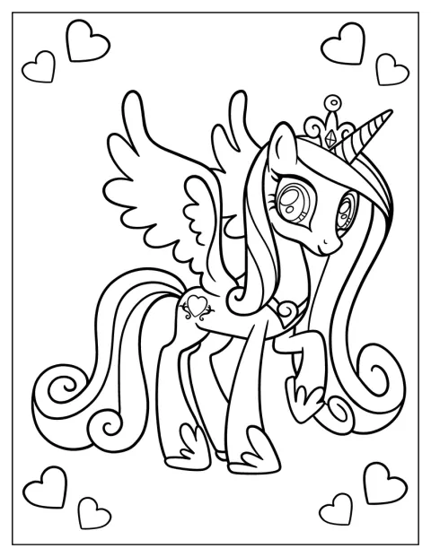 Prinzessin Celestia steht mit ausgebreiteten Flügeln da.